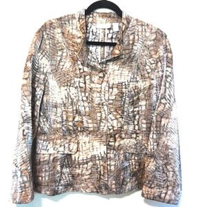 Chico's Python Princess Marcella Neutral Snakeskin Print Jacket Size 2 EUC!!!